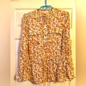 Michael kors women's size 8 sheer long sleeve cinch top